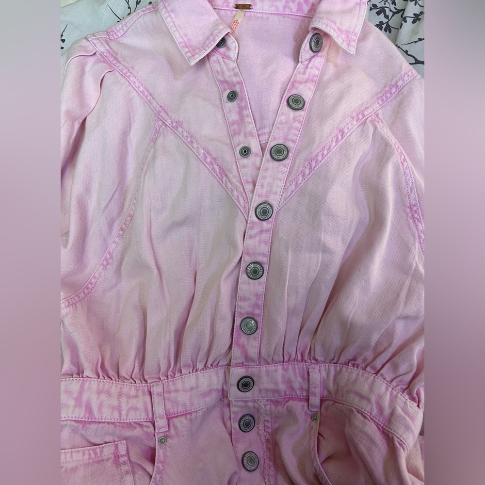 NWT Free People Pink Mad Love Denim Midi Dress, Size S - Picture 6 of 12
